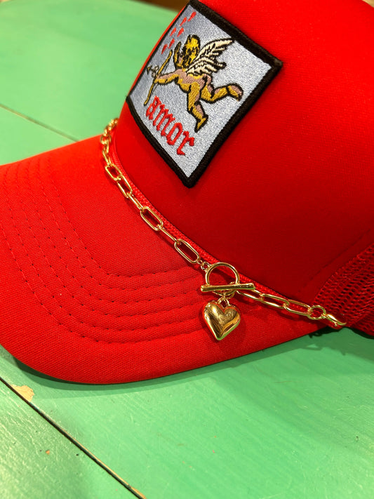 Gold Heart Trucker Hat Chain