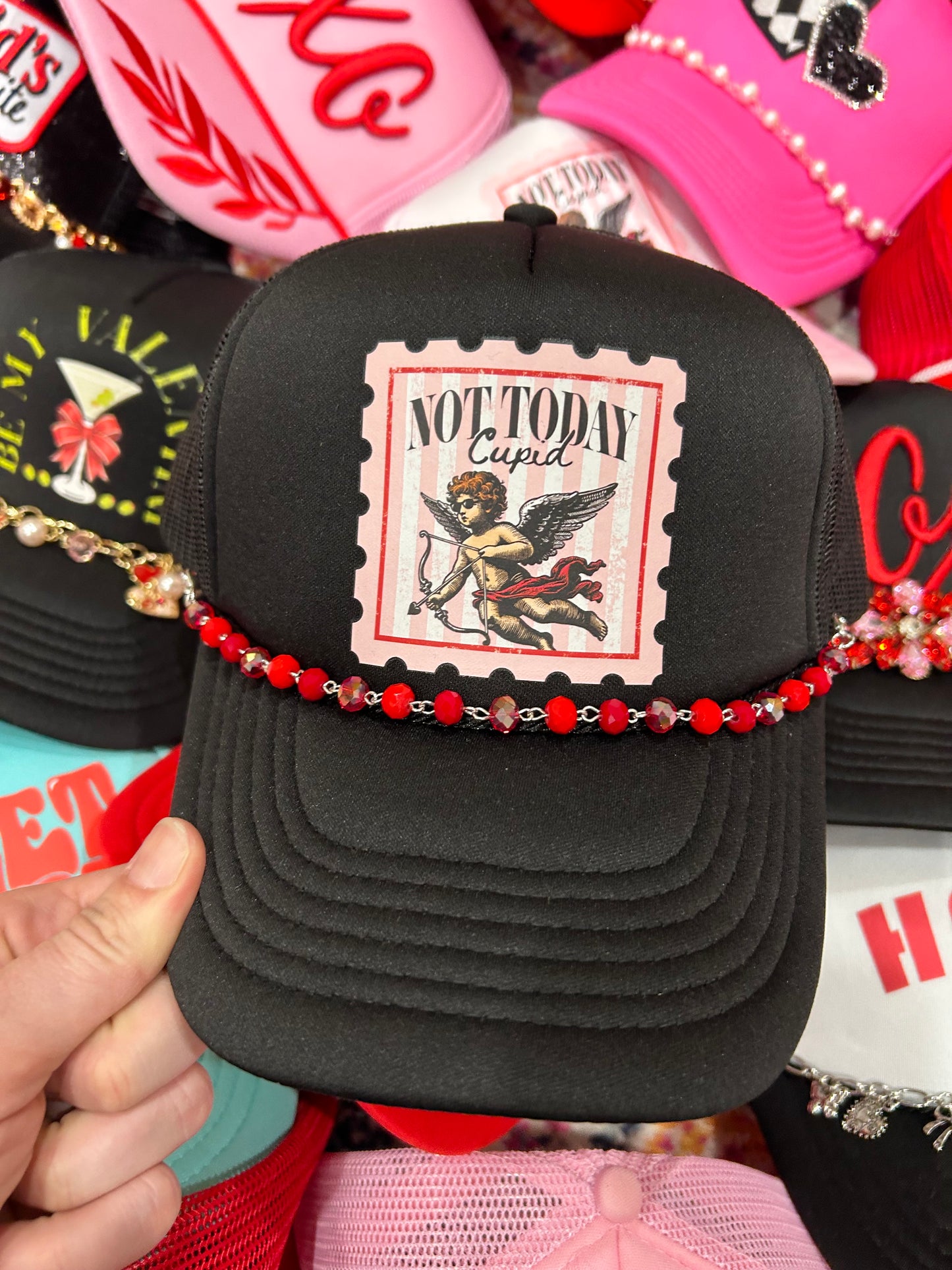 Iridescent Red Beaded Trucker Chain