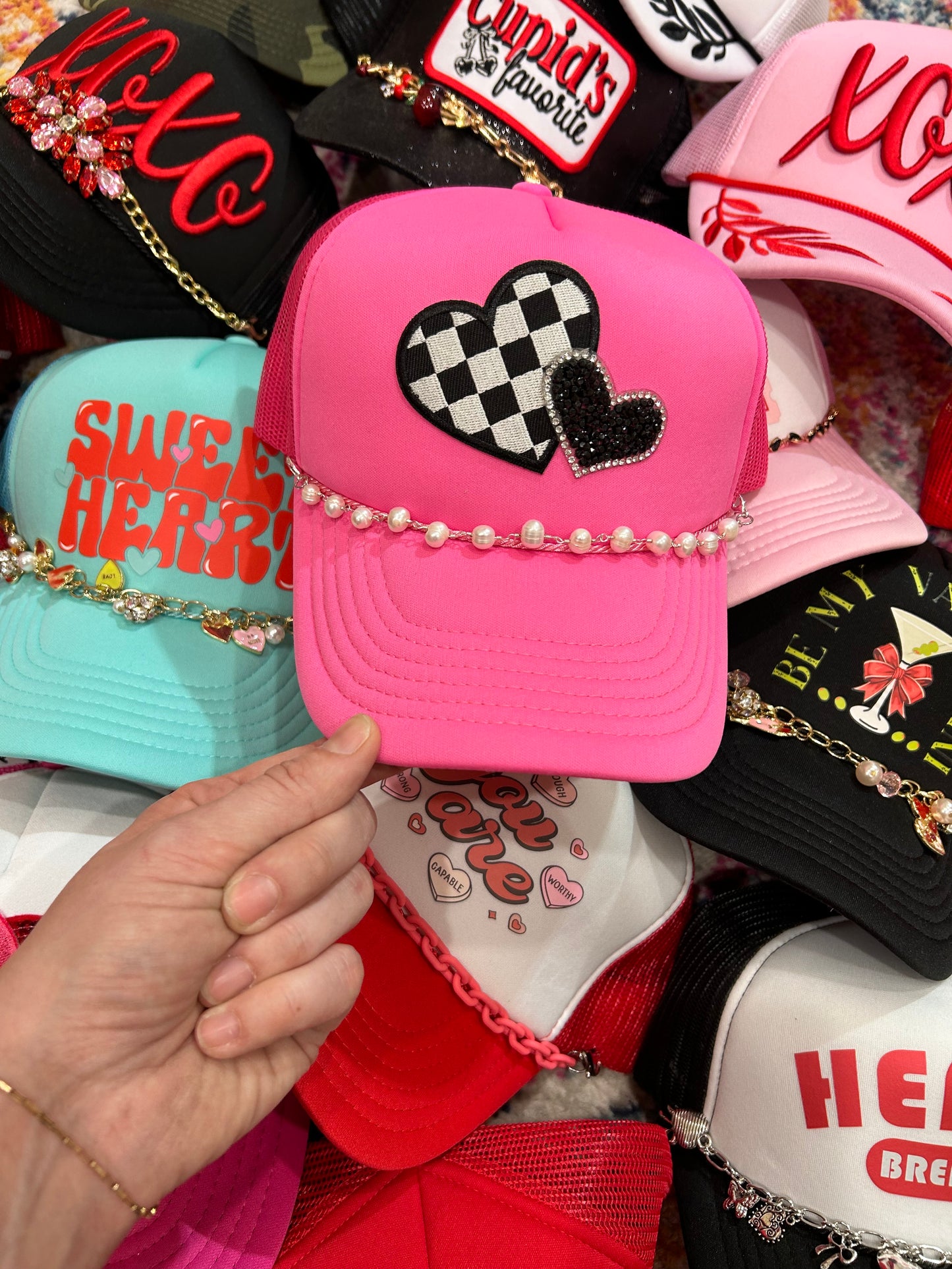 Checkered Heart Trucker Hat