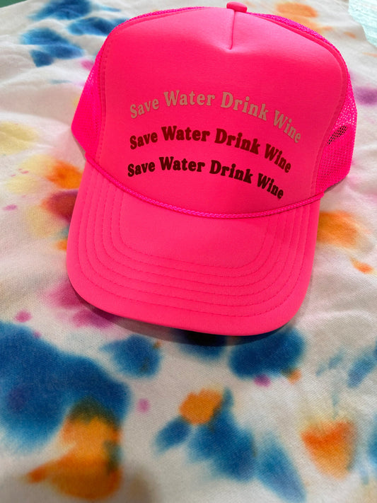 Save Water Drink Wine Trucker