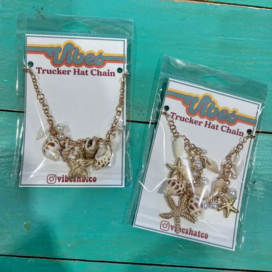 Seashell & Pearl Trucker Hat Chain