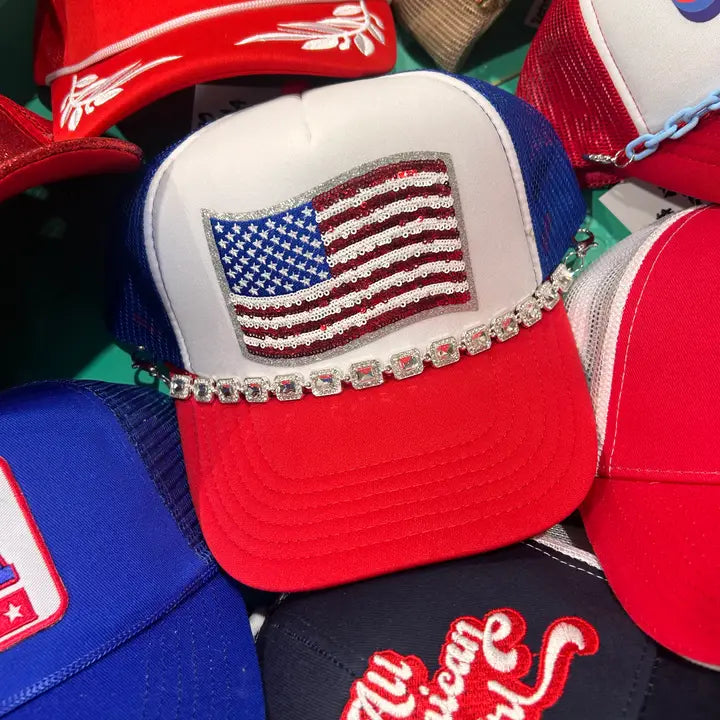 Sequin Flag Trucker