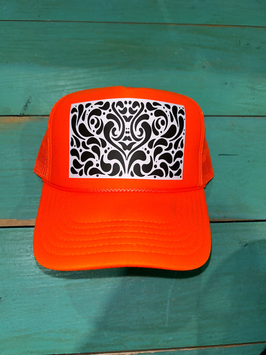Abstract Black & White Pattern Trucker