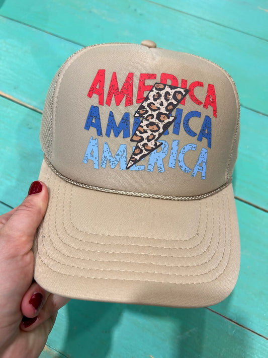 America Leopard Bolt Trucker
