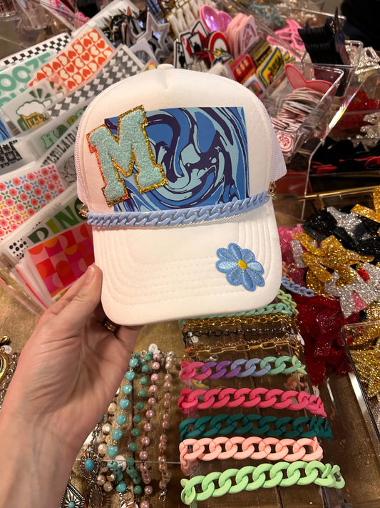 Blue Swirl Pattern Trucker Hat