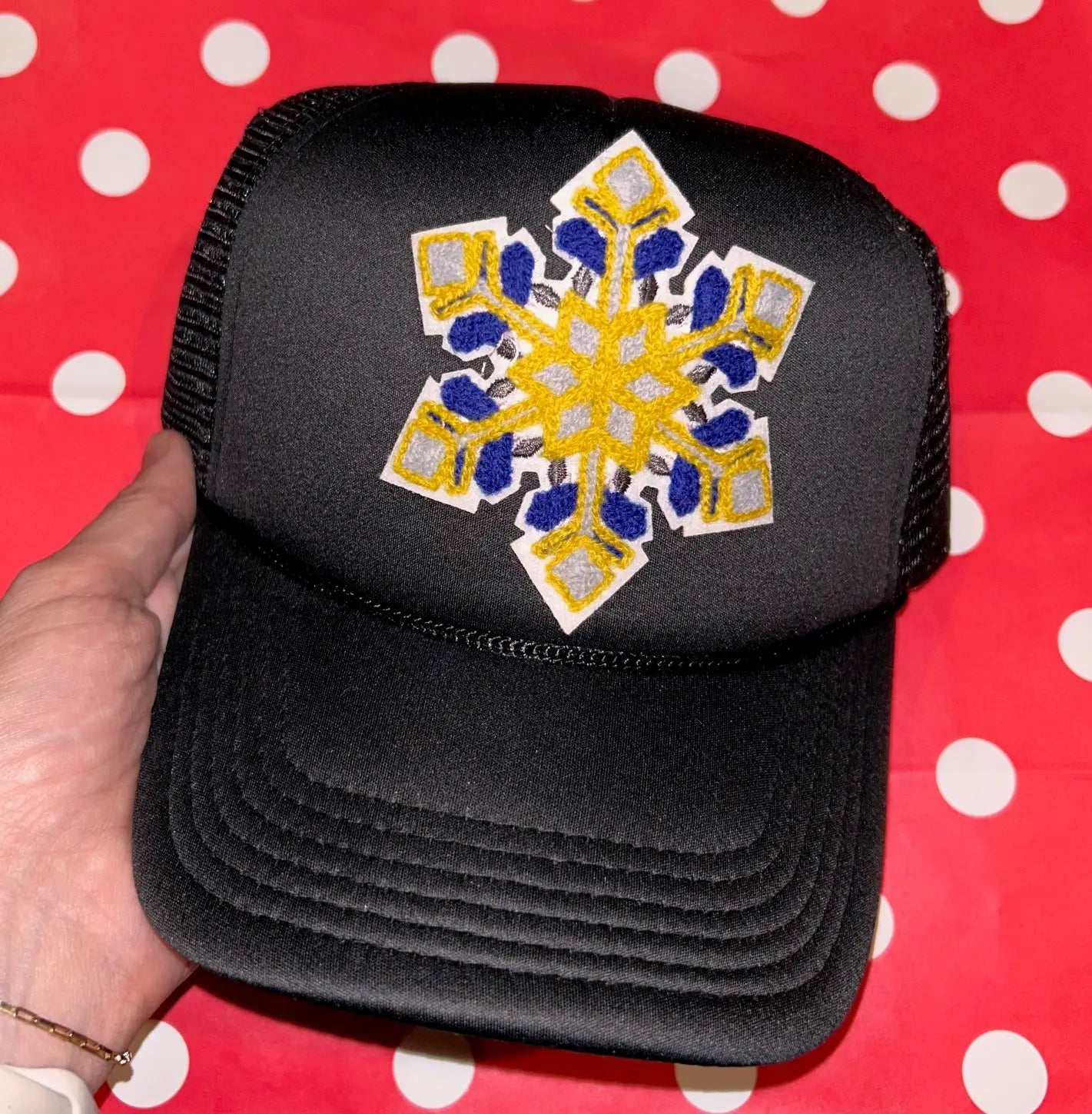 Chenille Snowflake Trucker