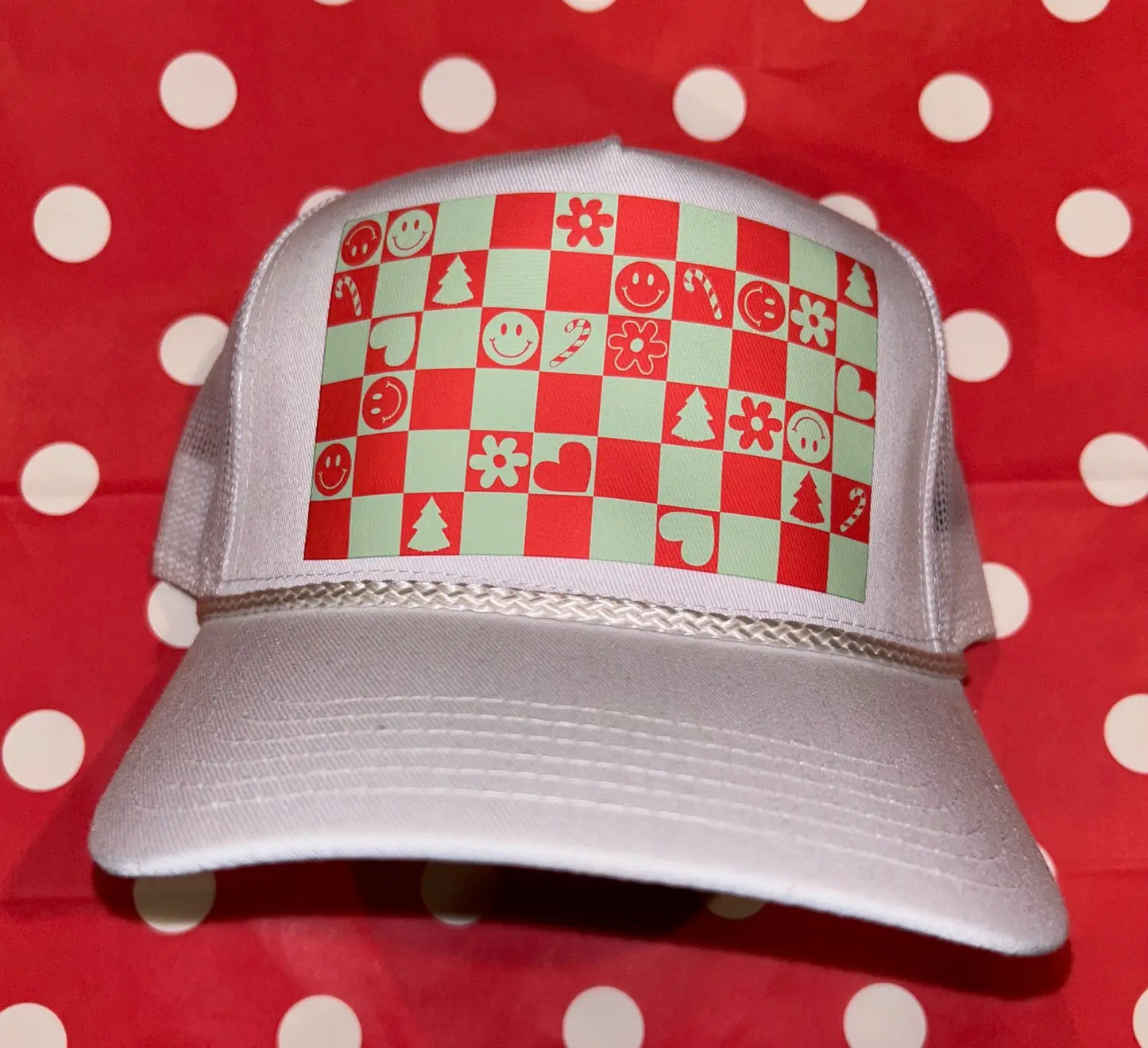 Christmas Checker Pattern Trucker Hat