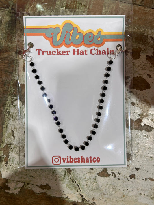 Dainty Black Beaded Trucker Hat Chain