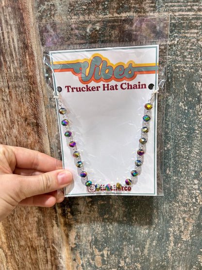 Iridescent Black Beaded Trucker Chain