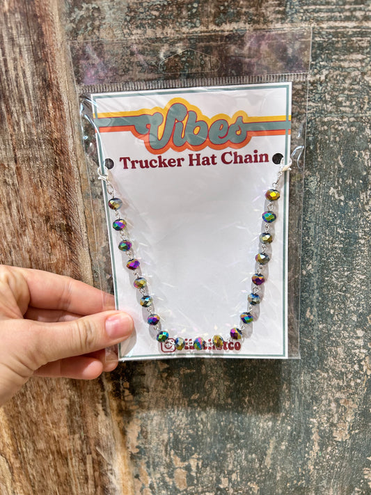 Iridescent Black Beaded Trucker Chain
