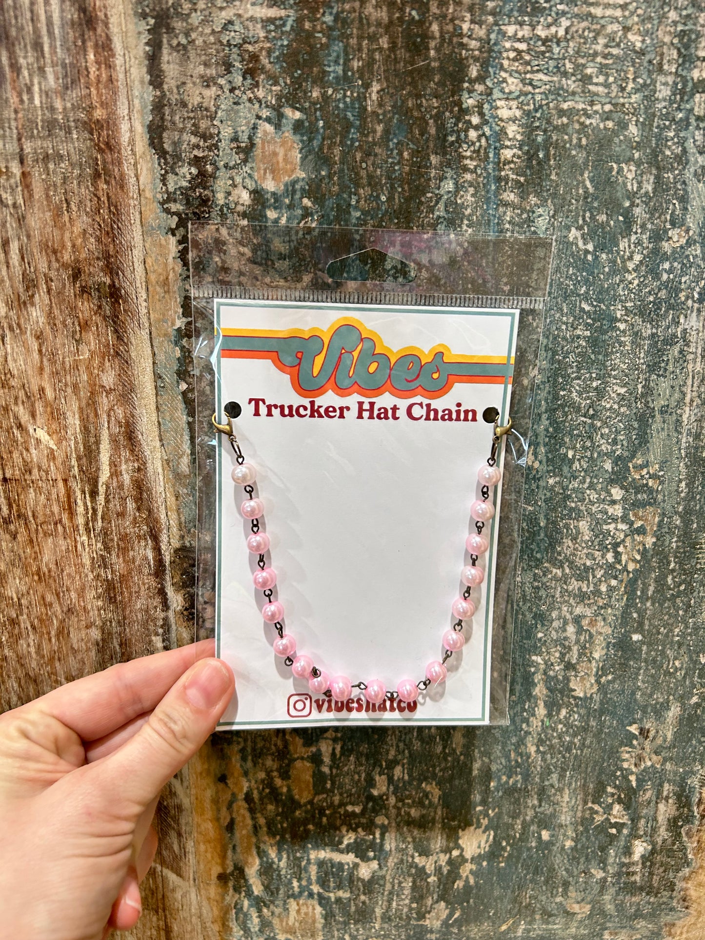 Light Pink Pearl Trucker Hat Chain
