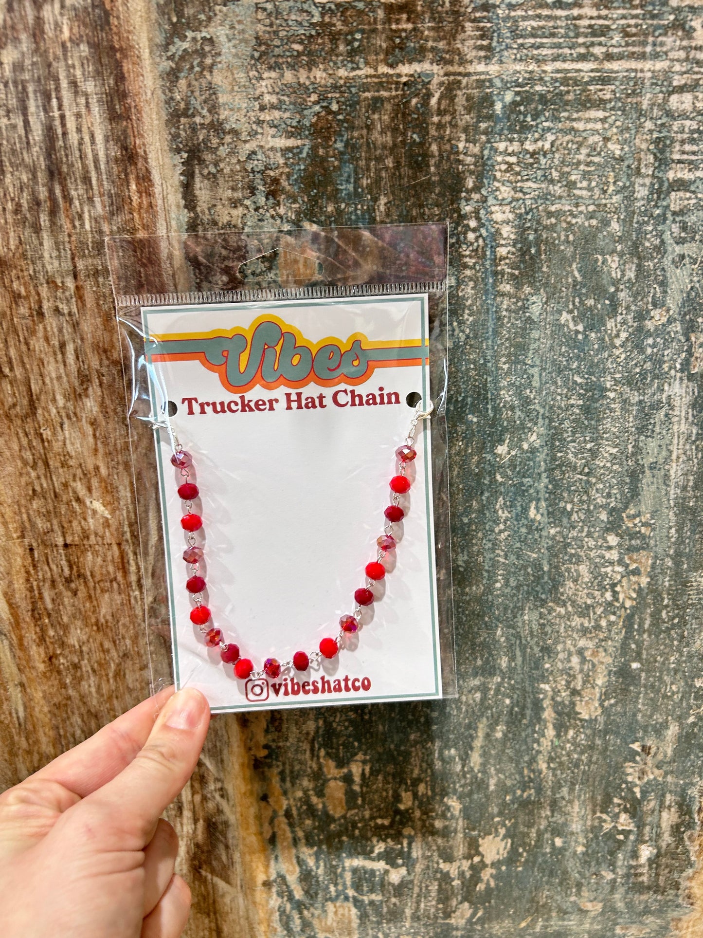 Iridescent Red Beaded Trucker Chain