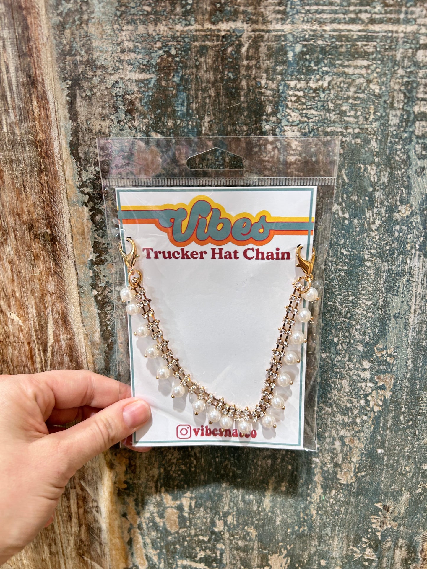 Rhinestone Pearl Trucker Hat Chain