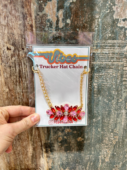 Pink & Red Rhinestone Trucker Chain