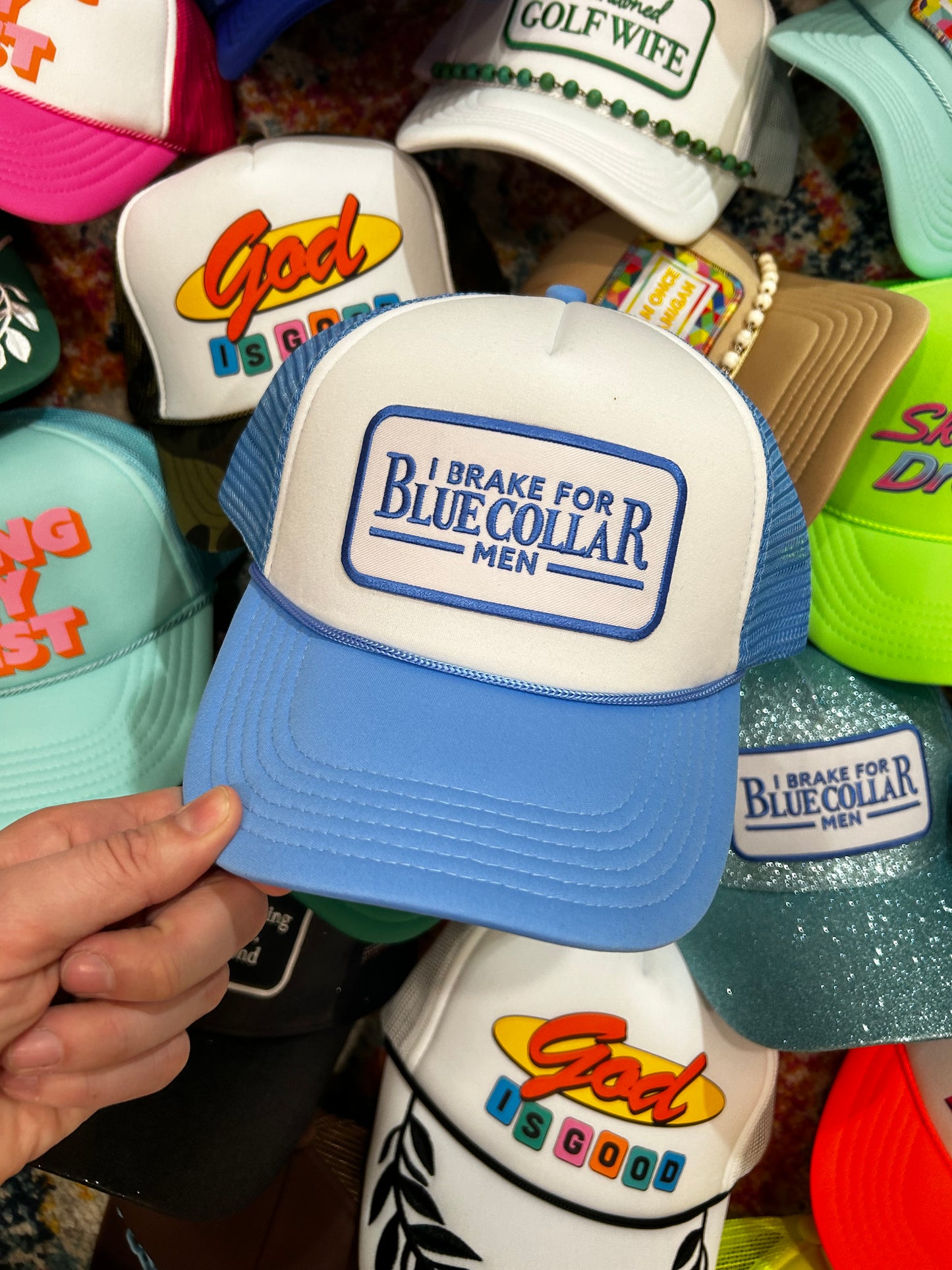 I Brake for Blue-collar Men Trucker Hat
