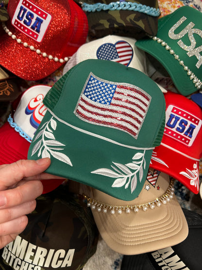 Sequin Flag Trucker