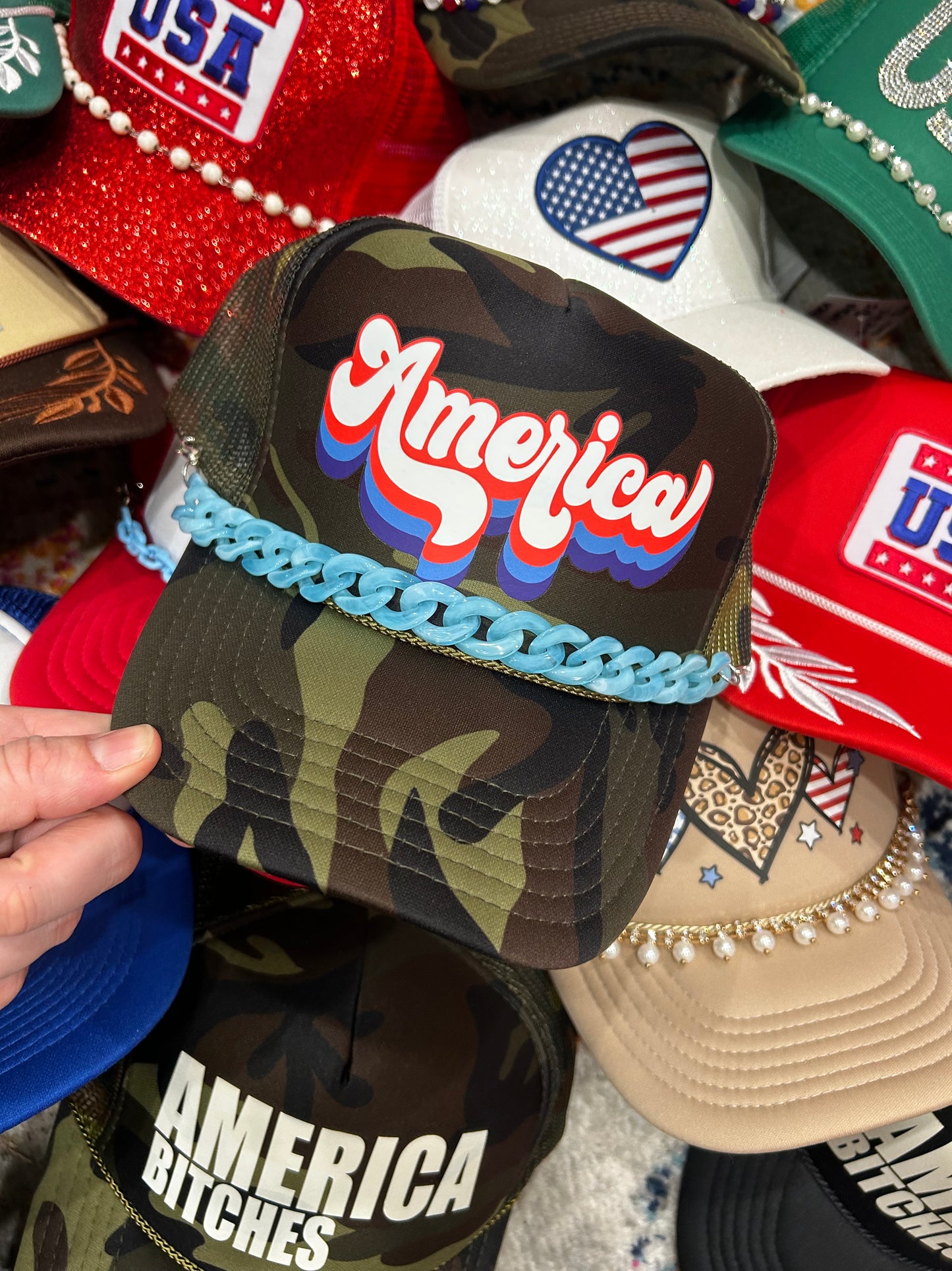 Chunky Blue Acrylic Link Trucker Chain