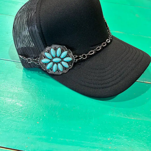 Large Aluminum & Turquoise Concho Trucker Chain