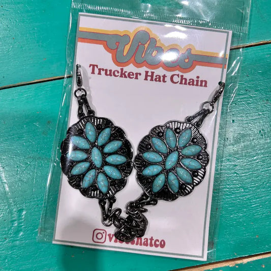 Large Aluminum & Turquoise Concho Trucker Chain