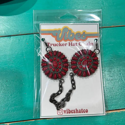 Large Black Aluminum & Red Concho Trucker Chain