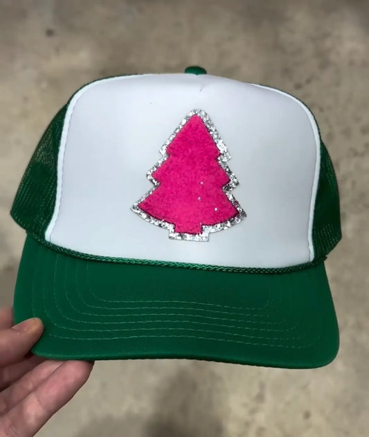 Pink Chenille Tree Trucker