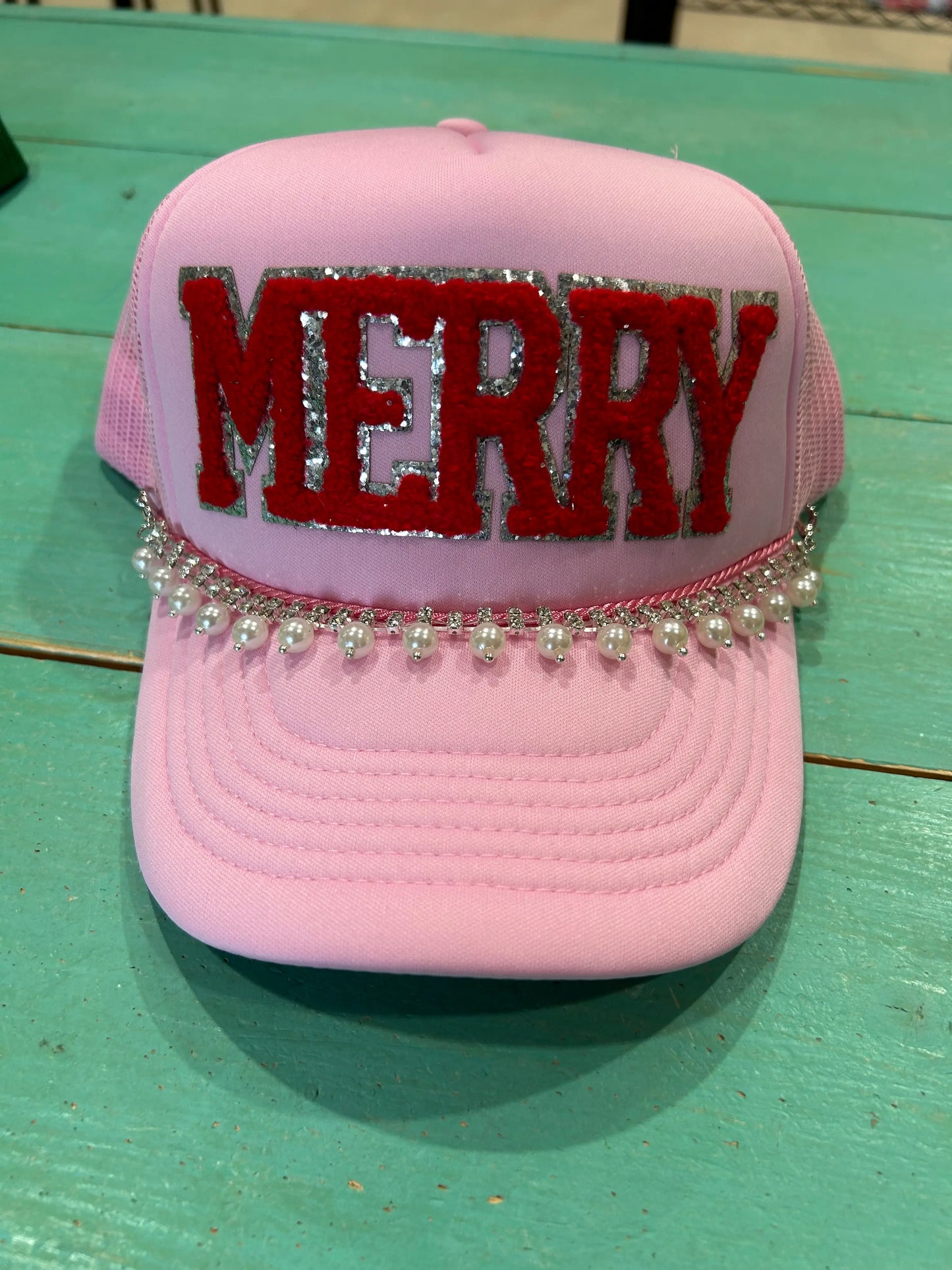 Red Chenille Merry Trucker