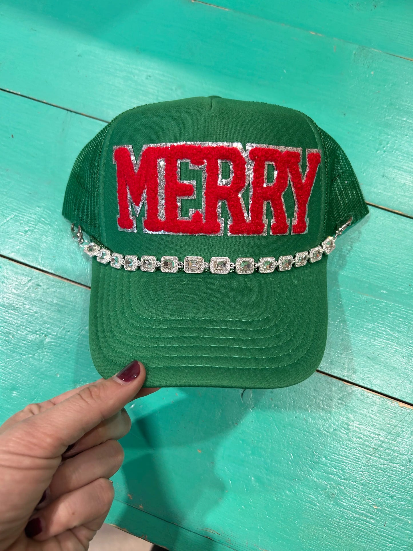 Red Chenille Merry Trucker