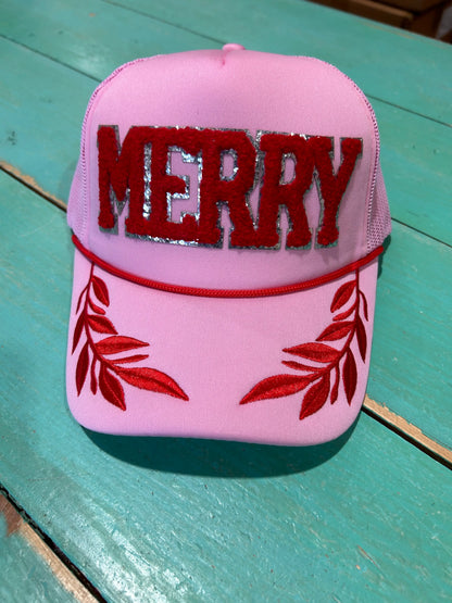 Red Chenille Merry Trucker