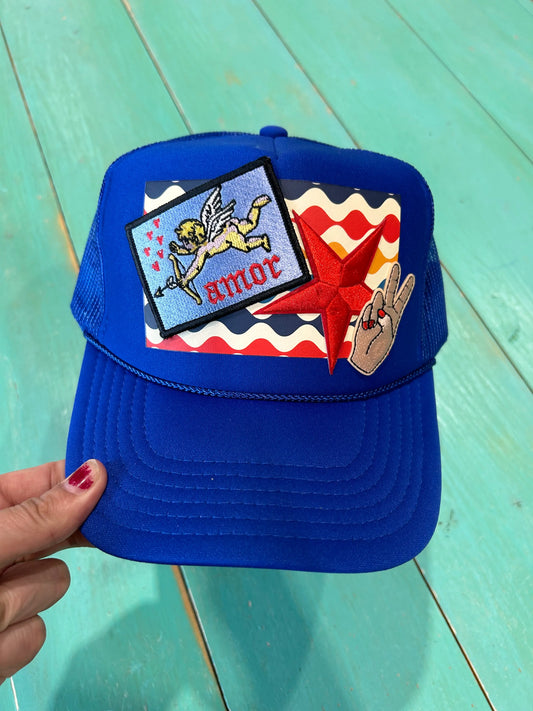 Retro Amor Red, White, & Blue Trucker