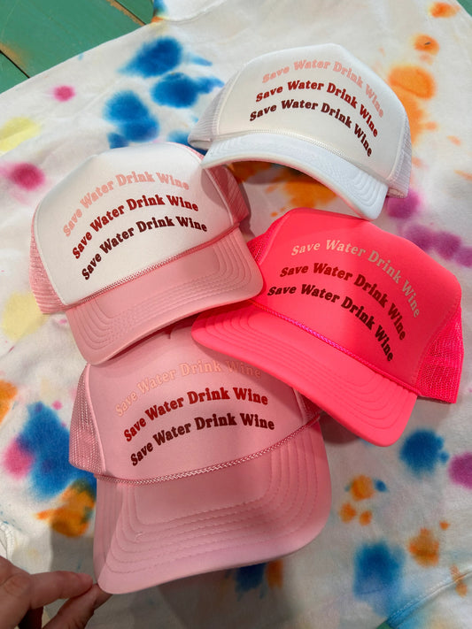 Save Water Drink Wine Trucker
