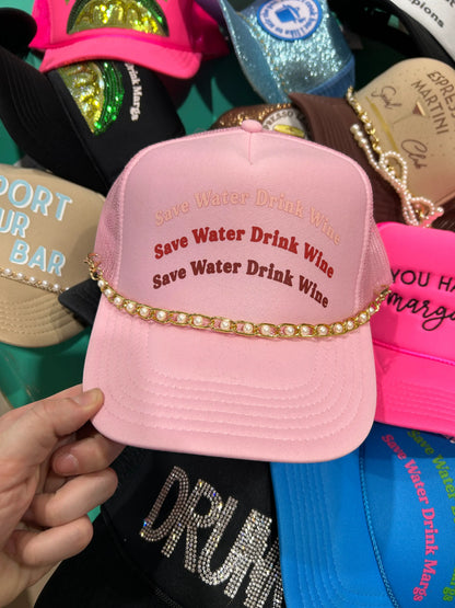 Save Water Drink Wine Trucker