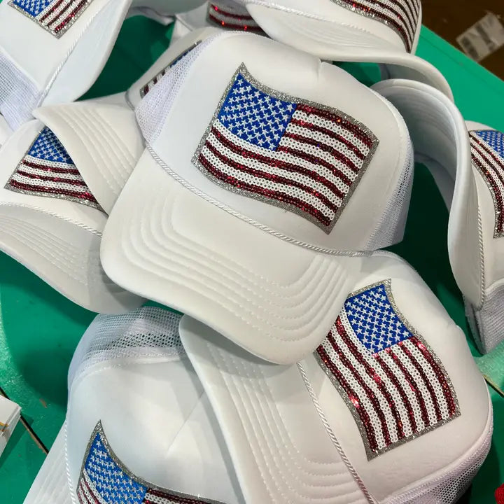 Sequin Flag Trucker