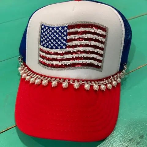 Sequin Flag Trucker