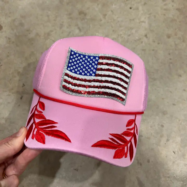Sequin Flag Trucker
