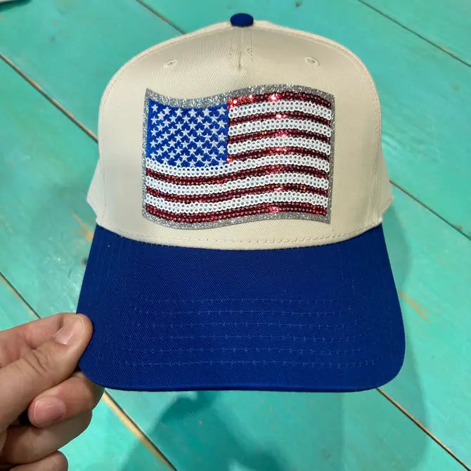 Sequin Flag Vintage Trucker Hat