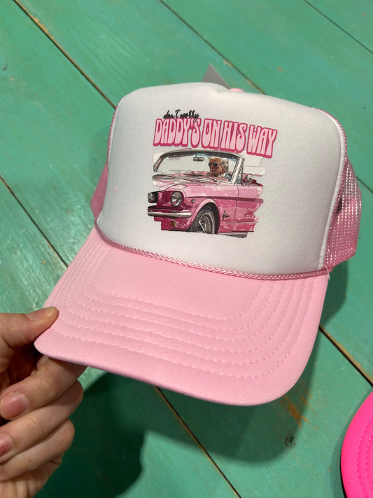 Trump, Daddy's On His Way Home Trucker Hat
