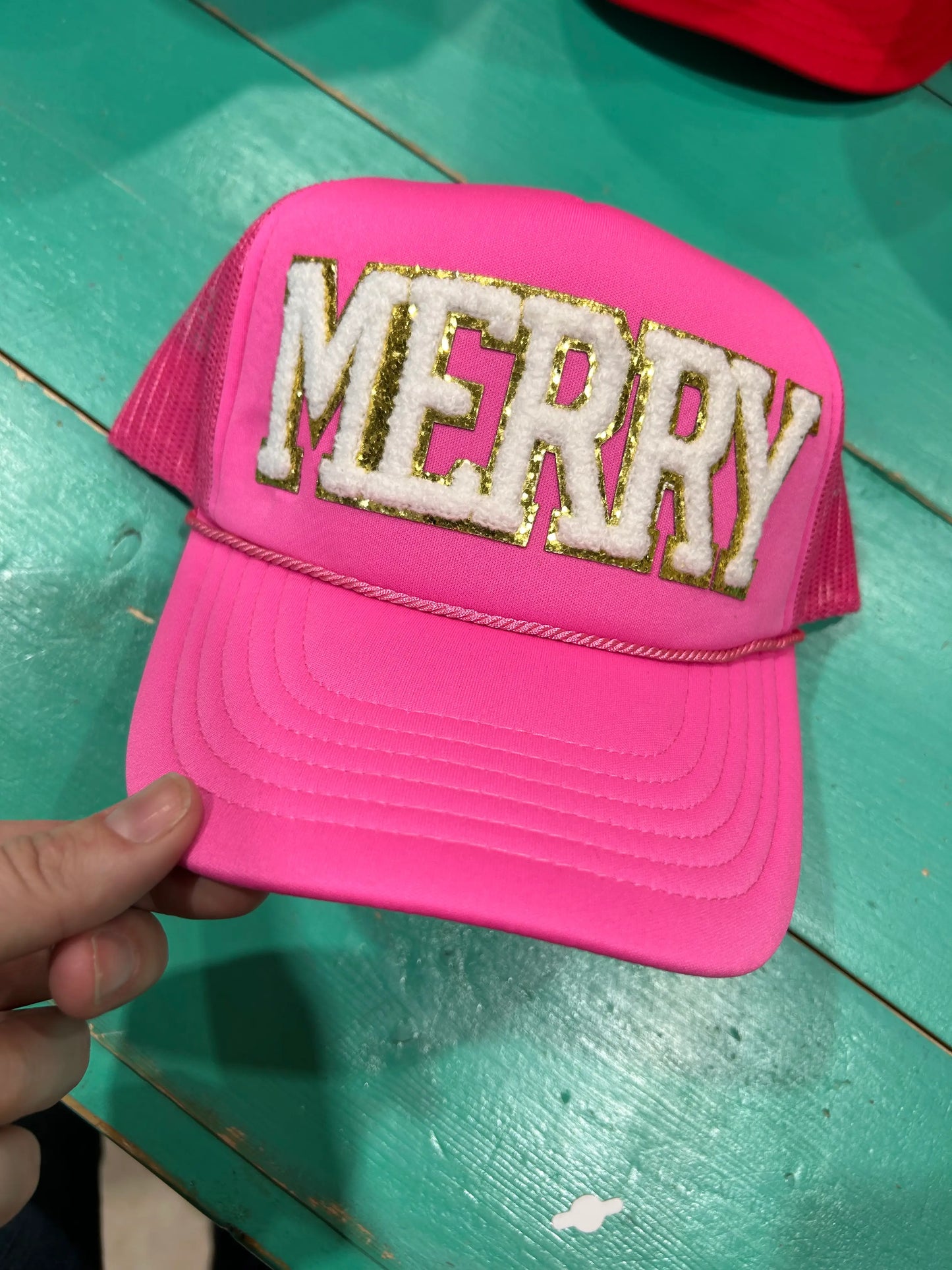White Chenille Merry Trucker